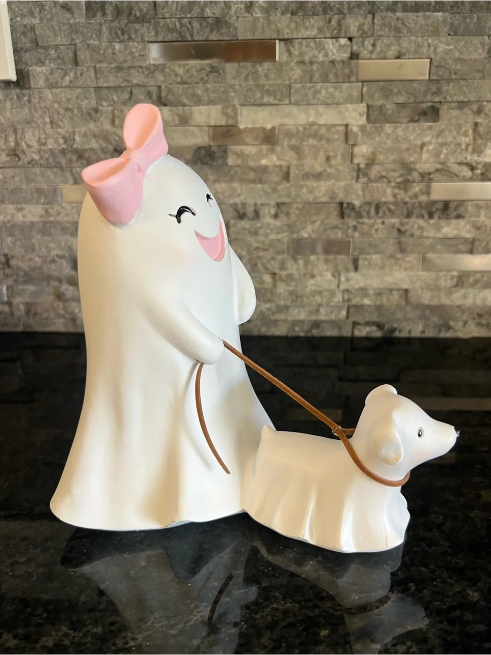 ADORABLE!! Girl Ghost Walking Pet Dog Ghost
